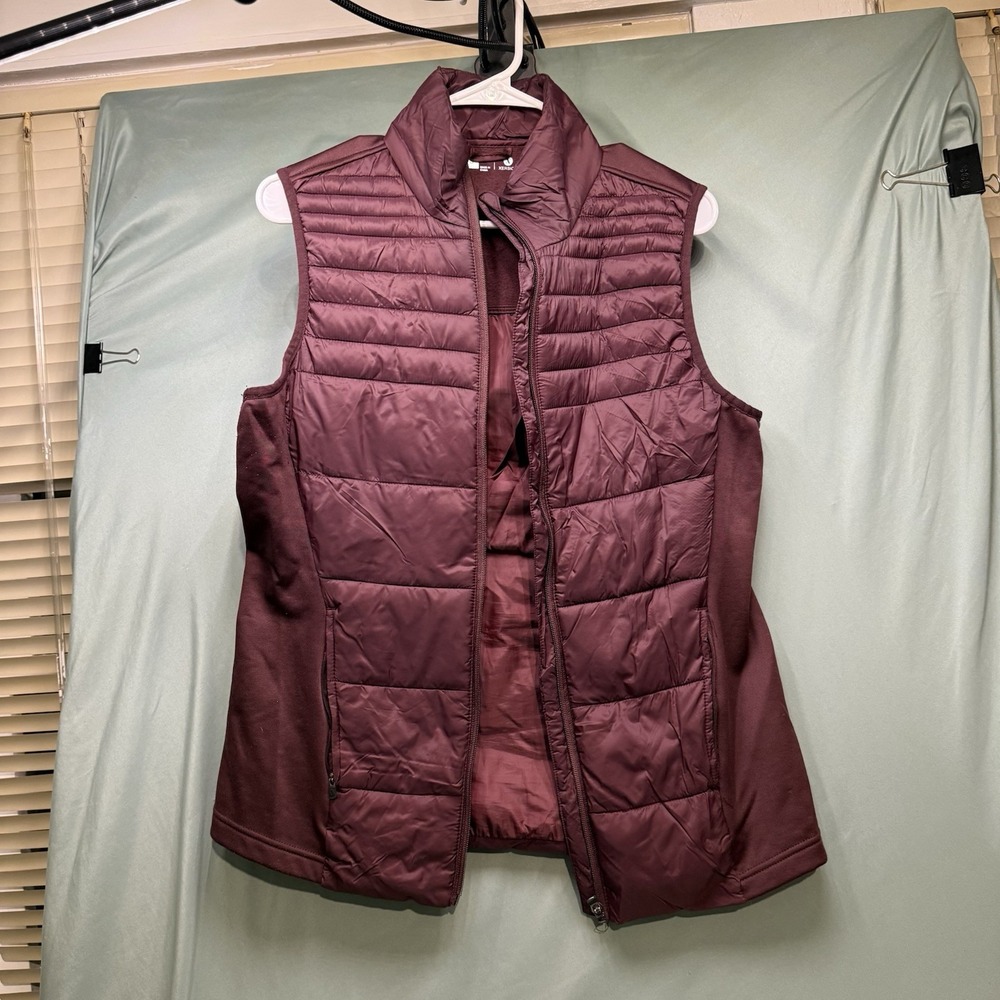 Xersion Vest Womens Small Red Packable Full Zip Nylon Shell Poly Lined Pockets